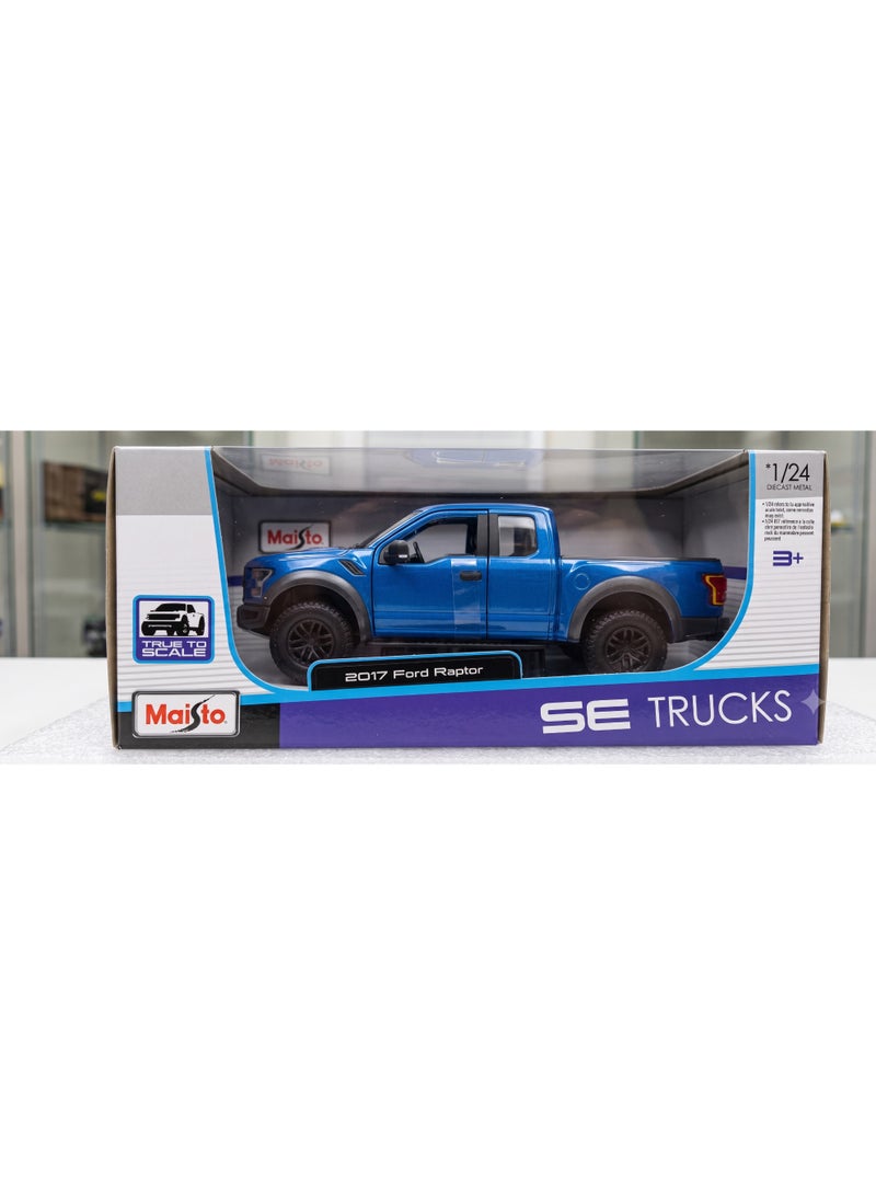 Maisto 1:24 2017 Ford F-150 Raptor - Blue Officially Licensed Scaled Replicas of Collectible Diecast Metal Models with Exquisite Interior & Exterior Detailing for All Ages - Image 1