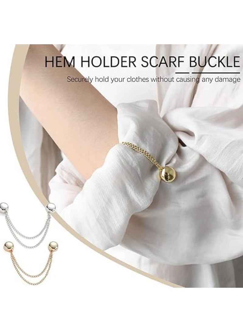 SYOSI Hem Holder Scarf Buckle, Magnetic Dress Sleeve Clips, No-Pin Waist Cinch for Shortening Sleeves and Hemming Floor-Length Dresses, Strong Snap Tie for Shirts and Decoration, 8PCS - Image 3