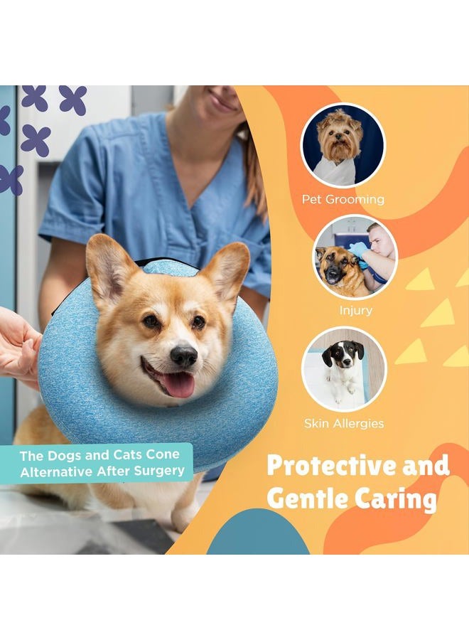 BIGANT Protective Inflatable Collar for Dogs and Cats, Soft Cone for Dogs After Surgery, Dog Neck Donut Collar, Dog Cone Collar Soft Pet Recovery Collar Does Not Block Vision E-Collar (Medium, Blue) - Image 4