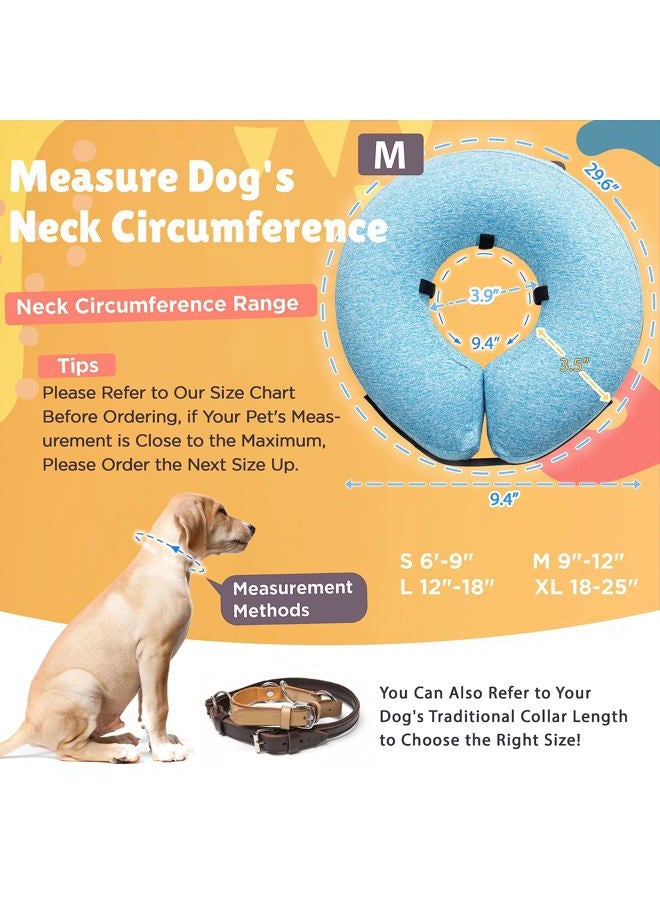 BIGANT Protective Inflatable Collar for Dogs and Cats, Soft Cone for Dogs After Surgery, Dog Neck Donut Collar, Dog Cone Collar Soft Pet Recovery Collar Does Not Block Vision E-Collar (Medium, Blue) - Image 2