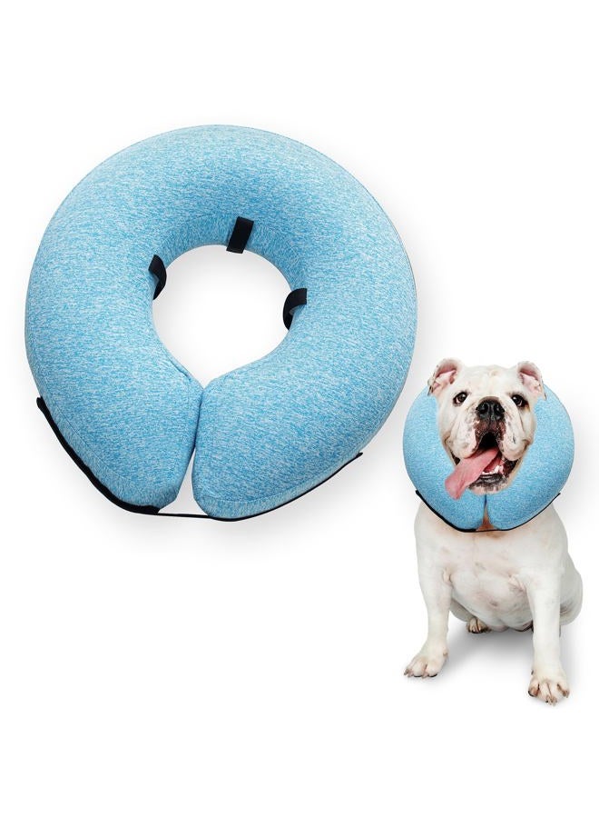 BIGANT Protective Inflatable Collar for Dogs and Cats, Soft Cone for Dogs After Surgery, Dog Neck Donut Collar, Dog Cone Collar Soft Pet Recovery Collar Does Not Block Vision E-Collar (Medium, Blue) - Image 1