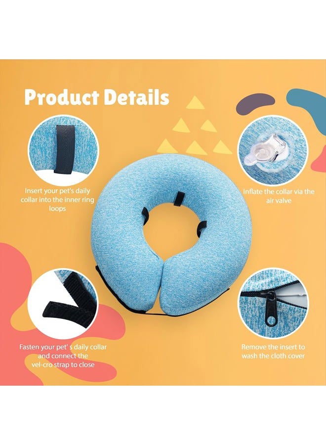 BIGANT Protective Inflatable Collar for Dogs and Cats, Soft Cone for Dogs After Surgery, Dog Neck Donut Collar, Dog Cone Collar Soft Pet Recovery Collar Does Not Block Vision E-Collar (Medium, Blue) - Image 3