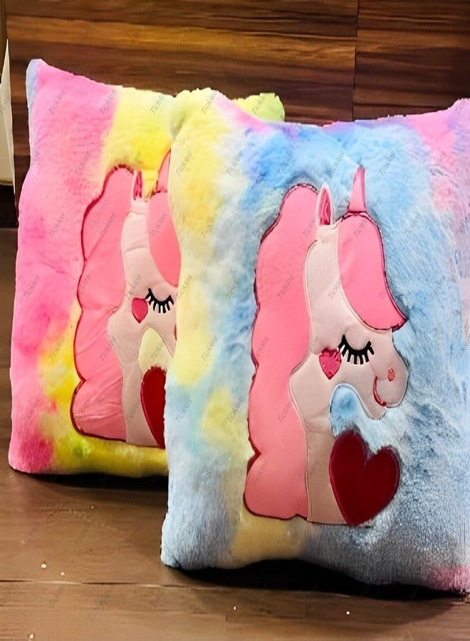 Tickles Colorful Unicorn Design Soft Stuffed Plush Cushion Pillow, Design May Vary (Color: Multicolor Size: 16x16 cm)