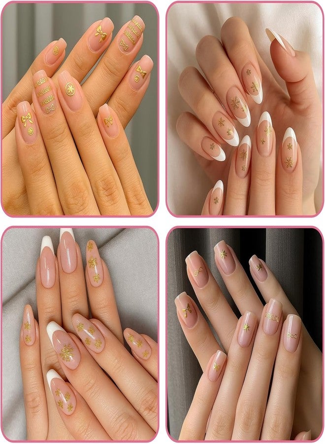 Scheibe 3D Nail Art Stickers, Golden White and Multicolor, 15 Sheets, Acrylic Material, Glossy Finish, Celestial Moon Star Smiley Face Geometric Designs - Image 5