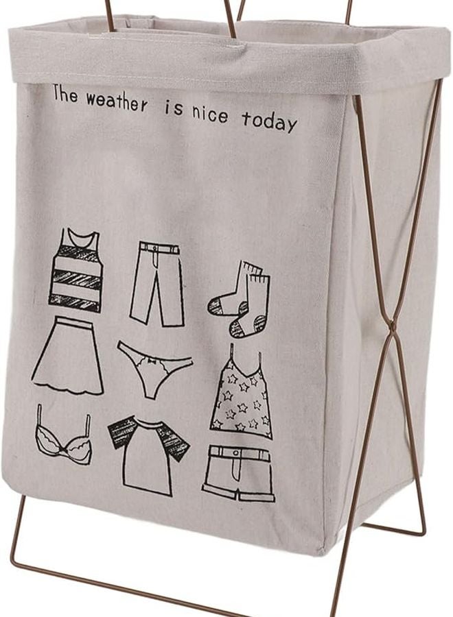 Collapsible Metal X Frame Laundry Basket with Bag for Dorm Apartment Organization Wash Day Color Size S - Image 2