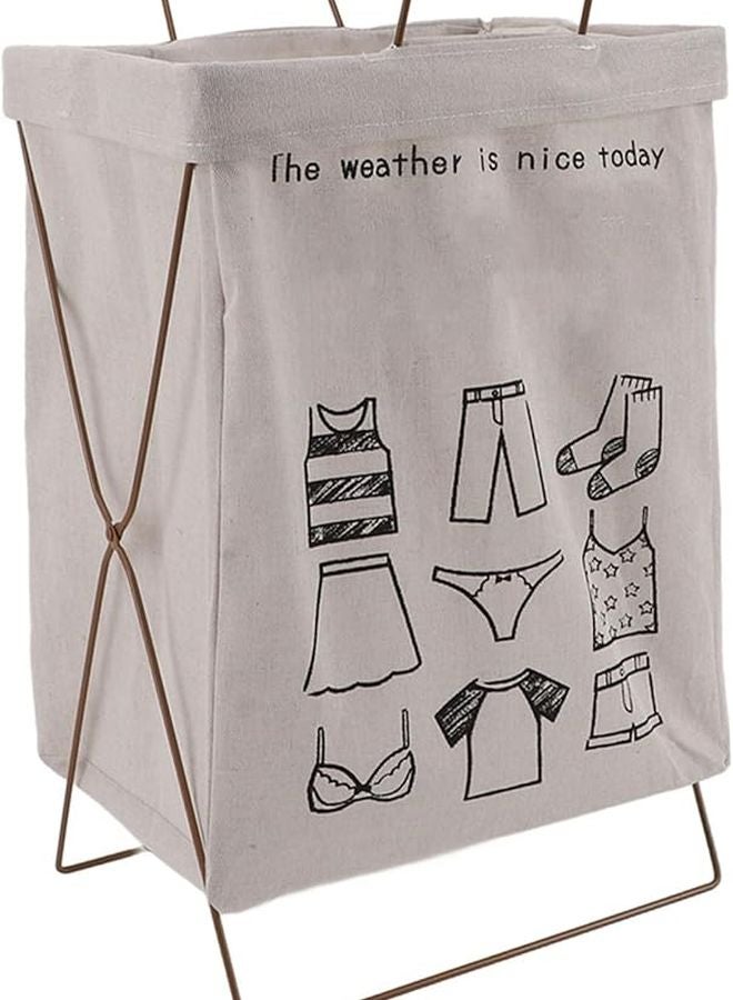 Collapsible Metal X Frame Laundry Basket with Bag for Dorm Apartment Organization Wash Day Color Size S - Image 5