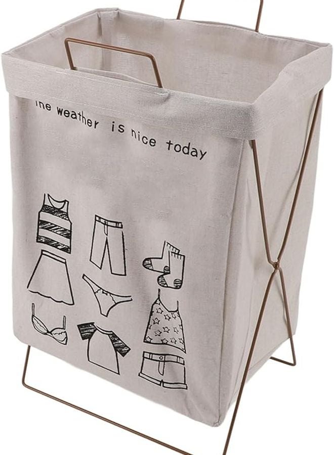 Collapsible Metal X Frame Laundry Basket with Bag for Dorm Apartment Organization Wash Day Color Size S - Image 3