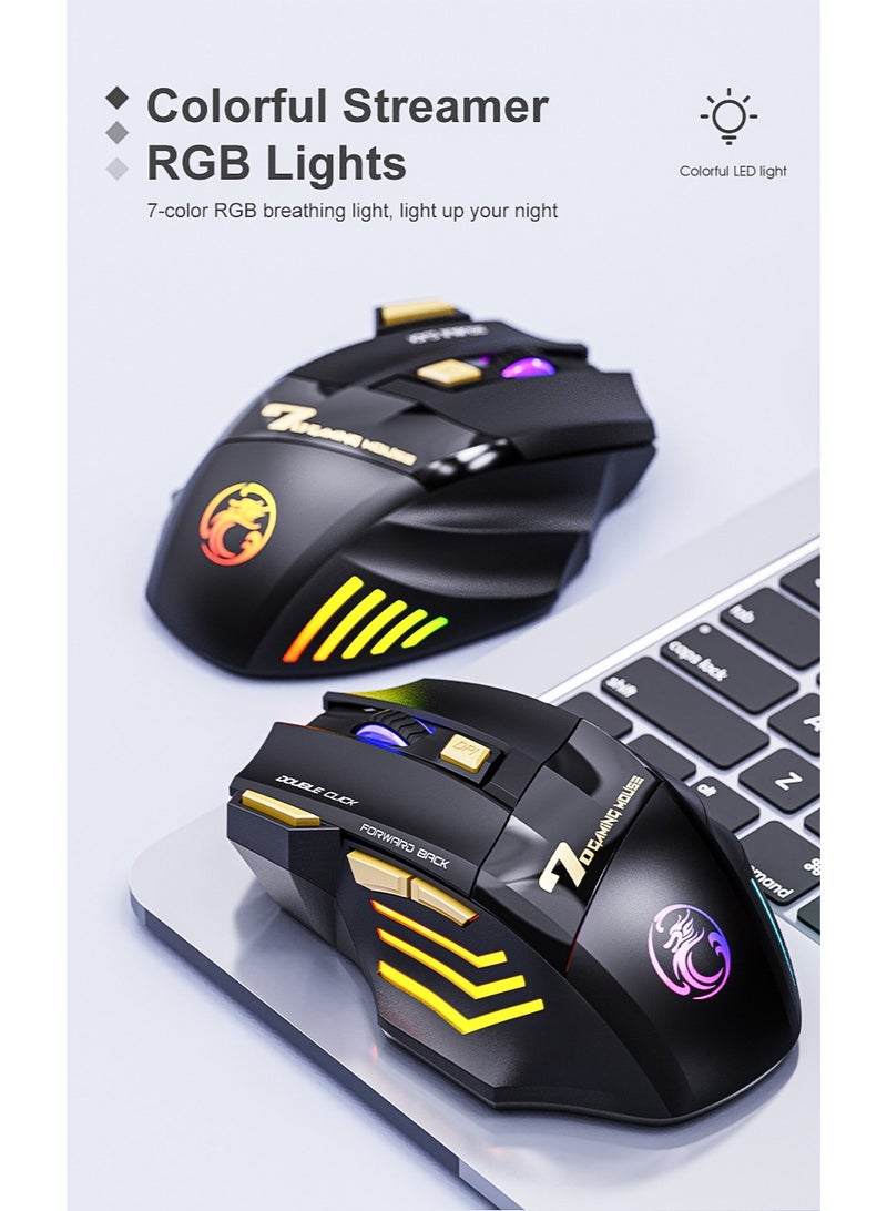 Ayshal Wireless Bluetooth Mouse - Dual Mode (Bluetooth 5.1 + 2.4GHz), Silent, 3200 DPI Gaming Mouse, 7 Buttons, Rechargeable, Suitable for PC/Mac Gamer, Laptop and Desktop - Image 2