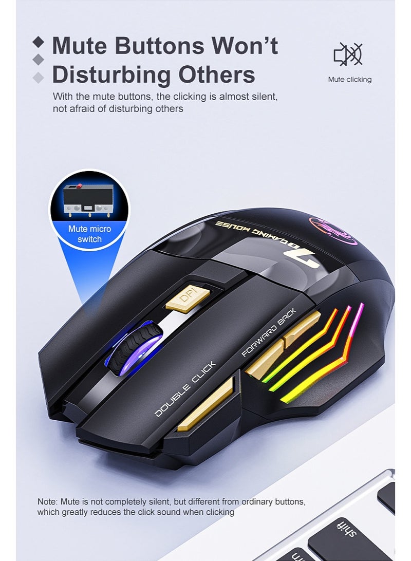 Ayshal Wireless Bluetooth Mouse - Dual Mode (Bluetooth 5.1 + 2.4GHz), Silent, 3200 DPI Gaming Mouse, 7 Buttons, Rechargeable, Suitable for PC/Mac Gamer, Laptop and Desktop - Image 4
