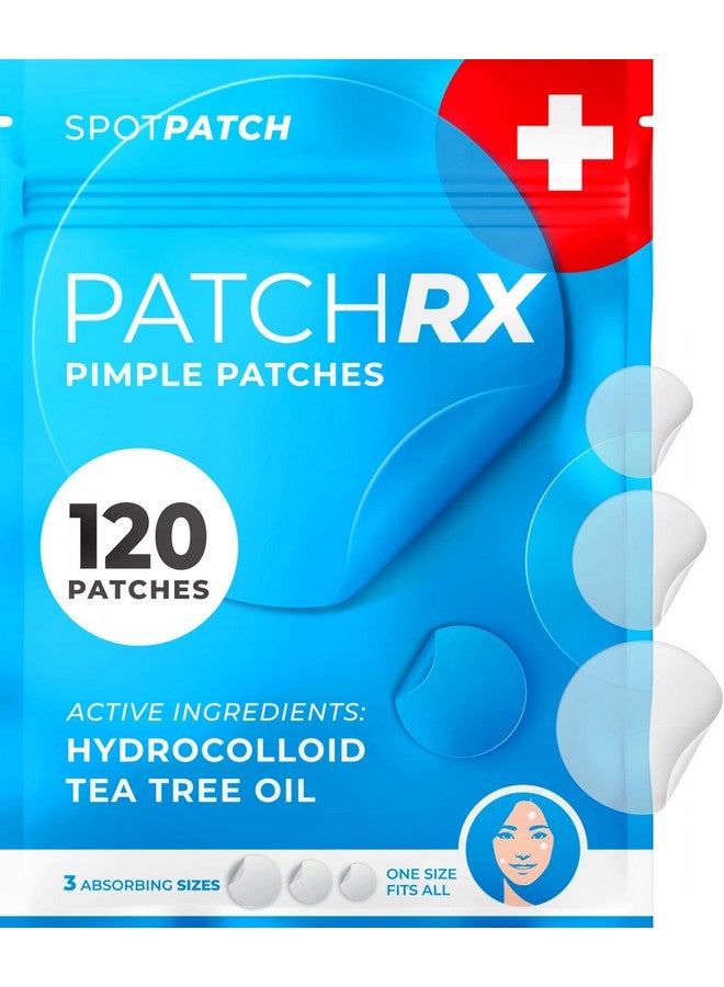 KEYCONCEPTS PatchRx Pimple Patches for Face (120 Patches), Hydrocolloid Acne Patches with Tea Tree Oil, Pimple Patch Pimple Stickers - Hydrocolloid Patch Acne Dots - Acne Pimple Patches For Face - Zit Patches - Image 1