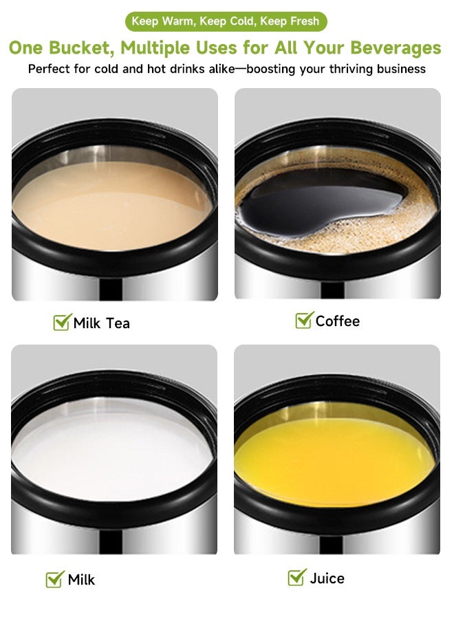 Stainless steel insulated bucket - cup for hot drinks (milk tea, soy milk) - commercial large-capacity double-layer cold-keeping insulated bucket - 10 liters of milk tea bucket - Image 3