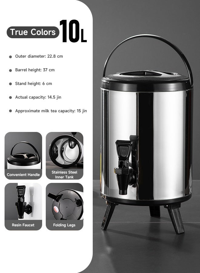 Stainless steel insulated bucket - cup for hot drinks (milk tea, soy milk) - commercial large-capacity double-layer cold-keeping insulated bucket - 10 liters of milk tea bucket - Image 4