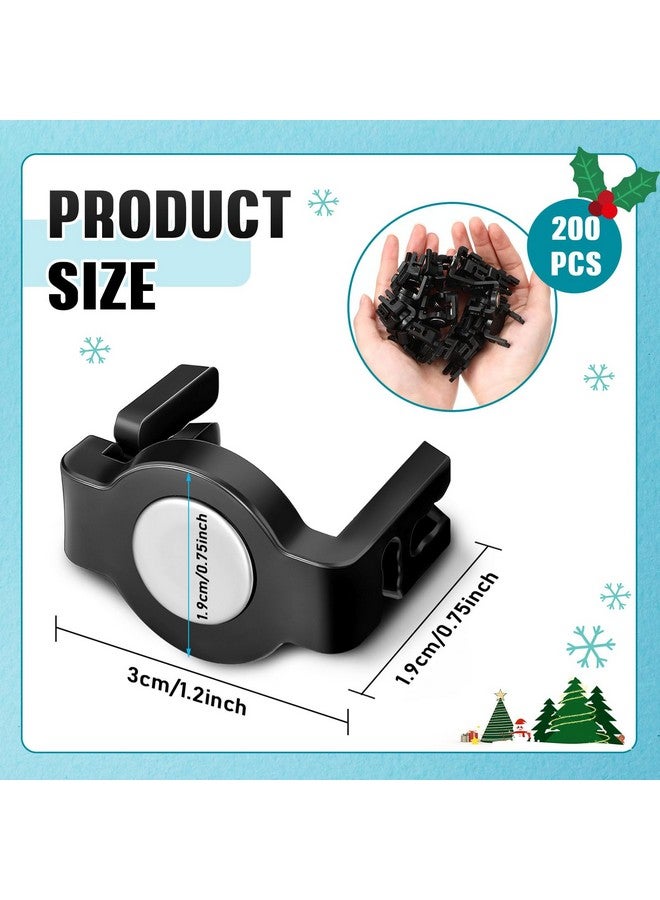 Frienda Magnetic C9 Socket Clips Magnetic Christmas Light Clips for Outdoor Patio Lighting (Black Round,200 Pieces) - Image 2
