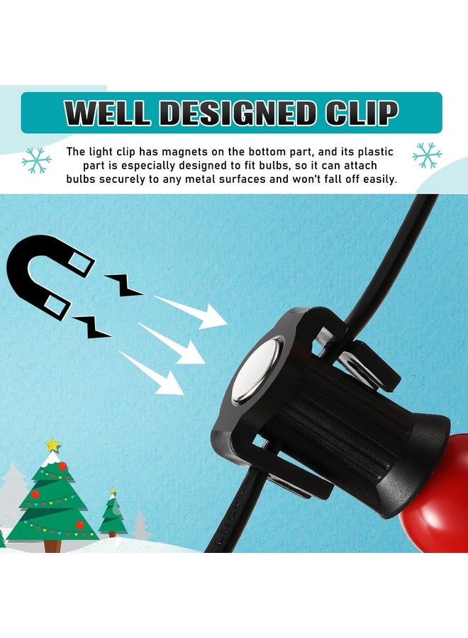 Frienda Magnetic C9 Socket Clips Magnetic Christmas Light Clips for Outdoor Patio Lighting (Black Round,200 Pieces) - Image 4