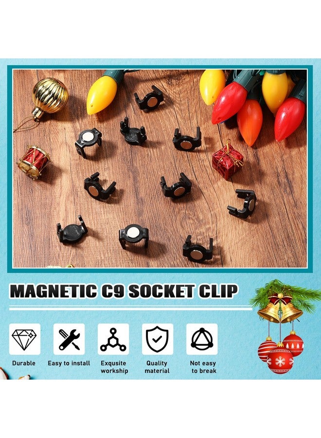 Frienda Magnetic C9 Socket Clips Magnetic Christmas Light Clips for Outdoor Patio Lighting (Black Round,200 Pieces) - Image 5