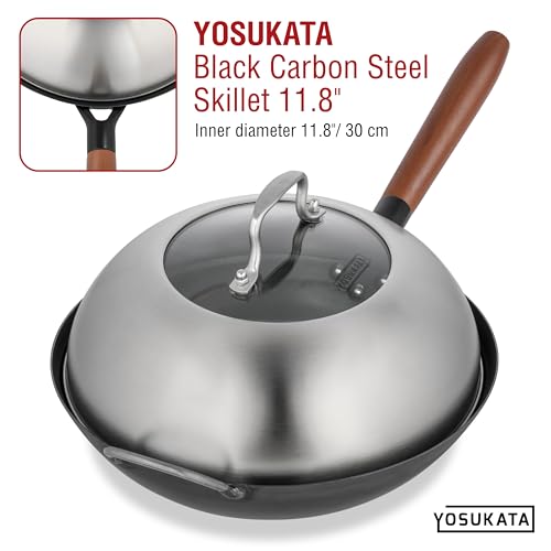 YOSUKATA Wok Lid 11.4 In - Premium Stainless Wok Cover with Tempered Glass Insert Steam Holes and Ergonomic Handle - Durable Wok Accessories - Dishwasher-Safe Lid for 11.8-In Wok - Chees Melting Dome - Image 5