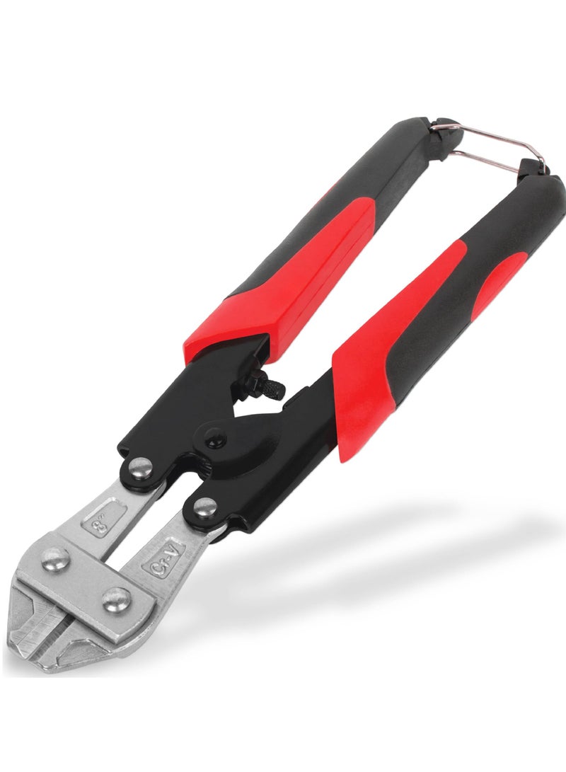 Mini Bolt Cutters, 8 inch Spring Loaded Wire Cutters, Heavy Duty with Soft Anti-Slip Handle, Small Bolt Cutter for Wire, Cable, Spring Snips Clippers, Red  - Image 1