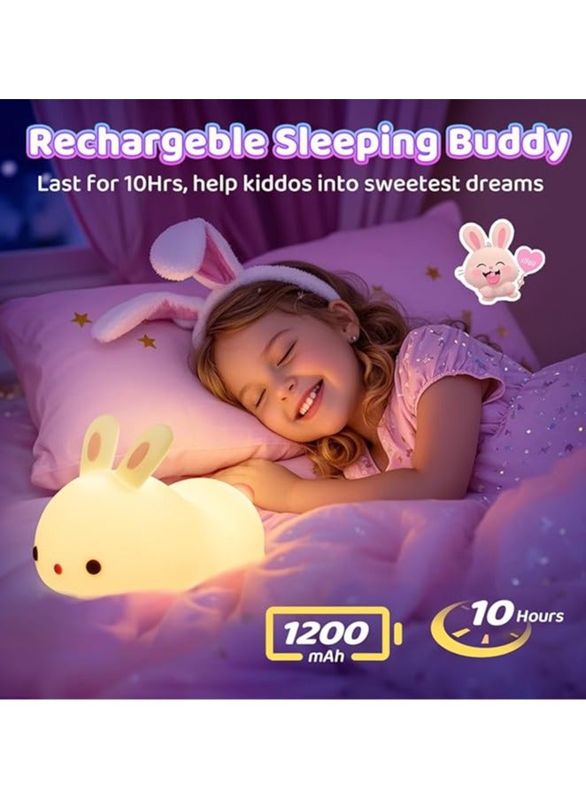 عام عنصر إضاءة ليلة لطيف للأطفال بشكل أرنب، مصدر ضوء LED، بسبع ألوان قابلة للتغيير، قابلة للشحن بالواقعة القابلة للشحن وللبطارية، لمنزلية المعيشة للطفل أو الطفل الصغير والأطفال عامة، أيضا مناسبة لرياض الأطفال وغرف نوم الأطفال، هدية مميزة للأطفال. - Image 2