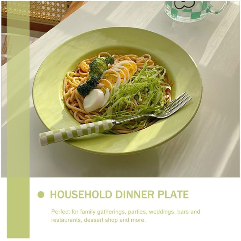 Ceramic Straw Hat Plate French Green Pasta Salad Dish For Dining Kitchen - Image 5