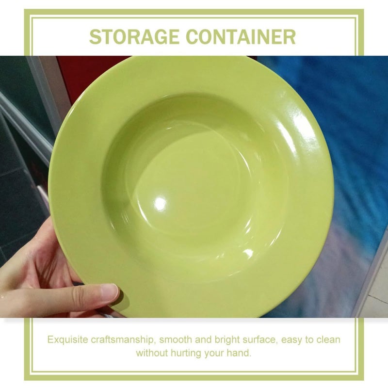 Ceramic Straw Hat Plate French Green Pasta Salad Dish For Dining Kitchen - Image 4