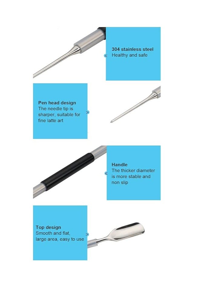 Liying Latte Art Set 3 Tools set Include Spoon & Lance, Spatula & Spike and Knob & Hook Decorating Pen for Latte Art, Cappuccino and Espresso - Image 2