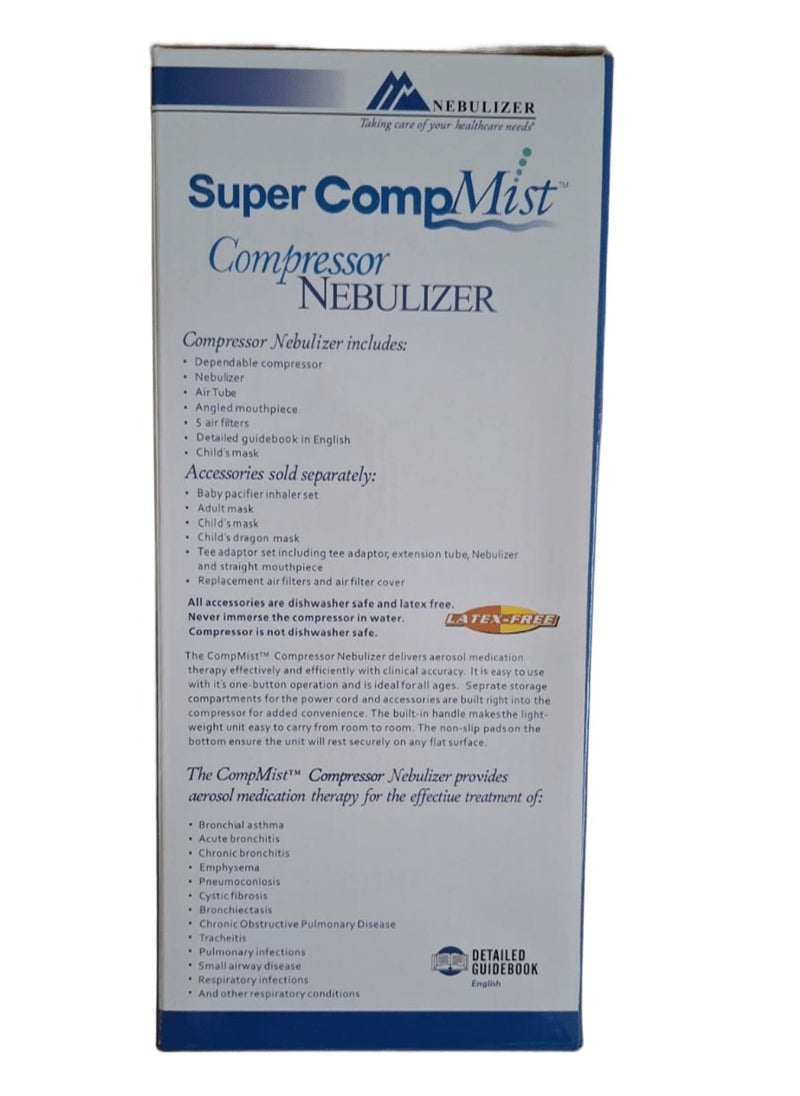 compMist The CompMist Nebulizer is used to treat asthma, acute bronchitis, cystic fibrosis, emphysema, and bronchiectasis.  - Image 3