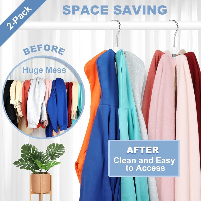 SYOSI Belt Hanger, Rotatable Closet Organizer with 6 Cedar Balls, 360° Swivel Storage Hooks for Belts, Bras, Scarves, Tank Tops, Ties, Purses, Handbags, and Accessories, Silver, 2 Pack - Image 2
