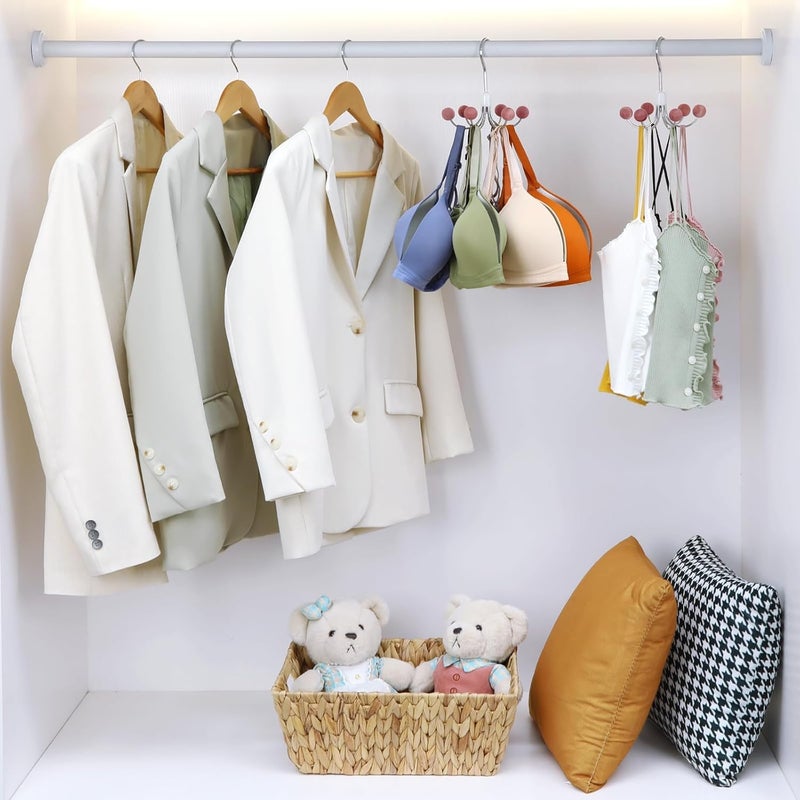 SYOSI Belt Hanger, Rotatable Closet Organizer with 6 Cedar Balls, 360° Swivel Storage Hooks for Belts, Bras, Scarves, Tank Tops, Ties, Purses, Handbags, and Accessories, Silver, 2 Pack - Image 4