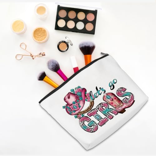 CQM Lets Go Girls Cowgirl Gifts Western Gifts for Women Boho Stuff Cowgirl Makeup Bag Pink Gifts Country Girl Gifts Cowboy Hat Gifts Western Cosmetic Bag Birthday Christmas Friend Gifts - Image 3
