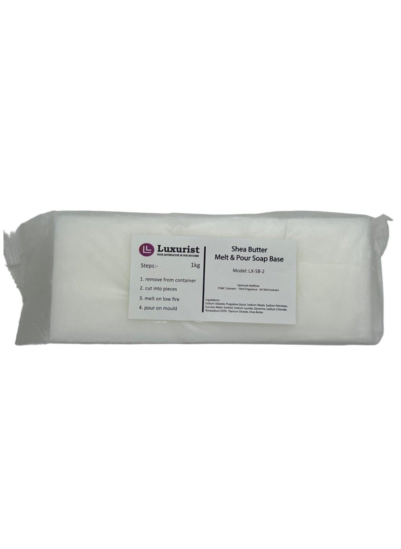 Luxurist LUXURIST Shea Butter Melt and Pour Soap Base 1 KG Bar  - Image 1
