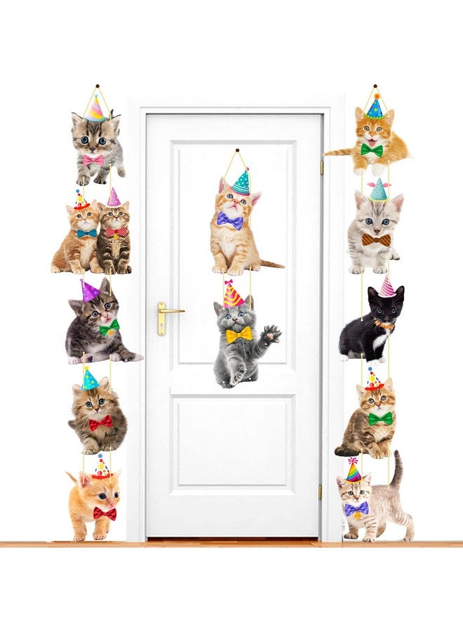 umoni Cat Sign Door Hanging Banner Decorations Cat Theme Birthday Party Supplies Kitten Hanging Vertical Paper Door Banners Decorations for Kids Pet Theme Birthday Party Baby Shower Supplies - Image 1