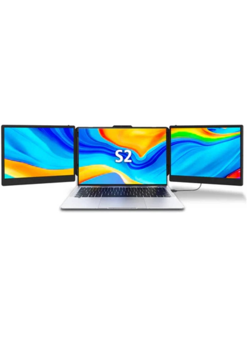V2com  S2 Triple Laptop Screen Extender 14'' Full HD IPS Laptop Monitor Extender with 180° Rotation, Dual-Screen Modes & Plug-and-Play Compatibility for Windows macOS, Android, PS5, Xbox | S2 - Image 1