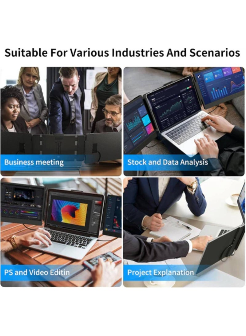 V2com  S2 Triple Laptop Screen Extender 14'' Full HD IPS Laptop Monitor Extender with 180° Rotation, Dual-Screen Modes & Plug-and-Play Compatibility for Windows macOS, Android, PS5, Xbox | S2 - Image 5