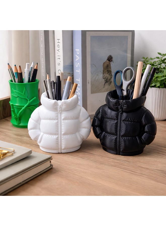 FUKE Cute Down Jacket-Shaped Pen Holder, Creative 3D Printed Novelty Coaster Set for Classroom Students, Desktop Stationery, Home Office Desk Decoration, Desktop Organizer - Image 2