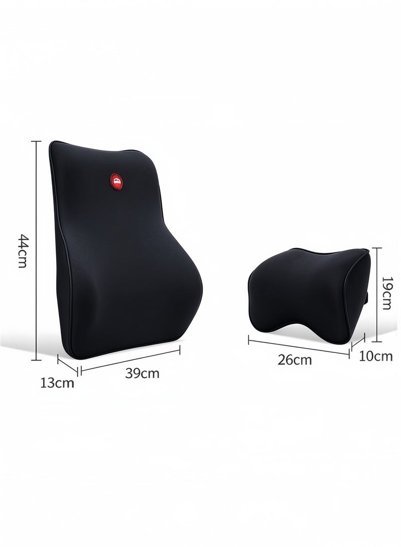 MLADEN Car Back Cushion Lumbar Support and Car Neck Pillow Kit Memory Foam Ergonomic Seat Cushion for Lower Back Support Cervical Headrest with Adjustable Strap Black - Image 2