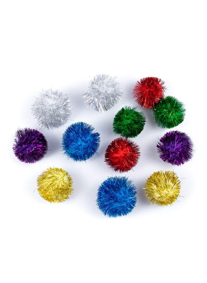 AUEAR , 12 Pack 2 Inch Sparkle Ball Shiny Glitter Tinsel Pom Poms Interactive Cat Balls For Kittens (6 Colors) - Image 5