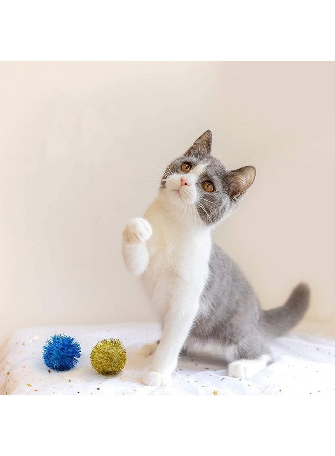 AUEAR , 12 Pack 2 Inch Sparkle Ball Shiny Glitter Tinsel Pom Poms Interactive Cat Balls For Kittens (6 Colors) - Image 3
