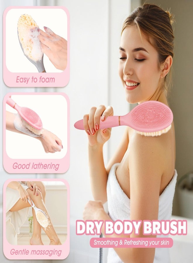 GEENOA New Back Scrubber Anti-Slip for Shower, 18.9‘’ Adjustable Shower Back Scrubber with Dual-Side Head & Soft Bristles, Extra-Long Shower Brush Bath Brush for Lathering Cleansing(Pink-L) - Image 4