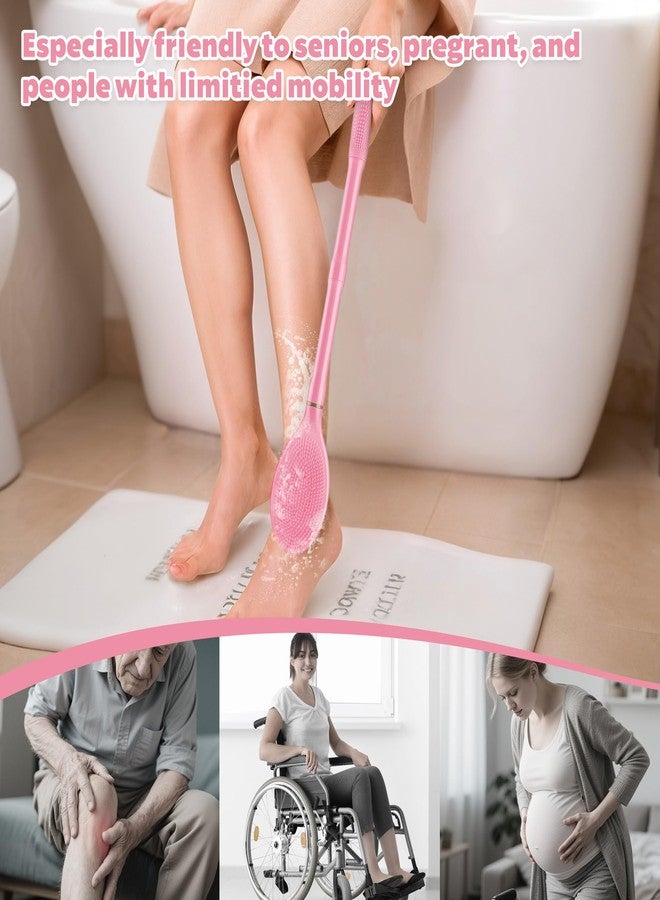 GEENOA New Back Scrubber Anti-Slip for Shower, 18.9‘’ Adjustable Shower Back Scrubber with Dual-Side Head & Soft Bristles, Extra-Long Shower Brush Bath Brush for Lathering Cleansing(Pink-L) - Image 5