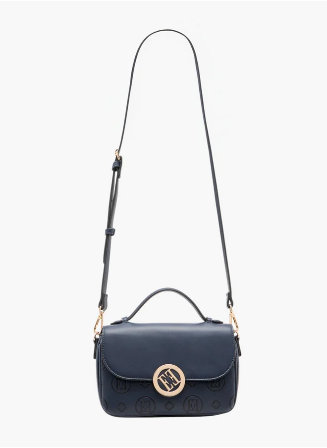 ايل Women's Monogram Embossed Crossbody Bag with Detachable Strap and Flap Closure