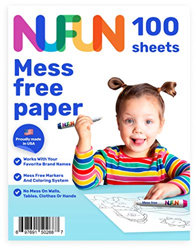 NuFun Activities Mess Free Paper Kids Create No Mess Wonders with Special Coloring Paper Gift for Kids 100 Blank Pages - Image 1