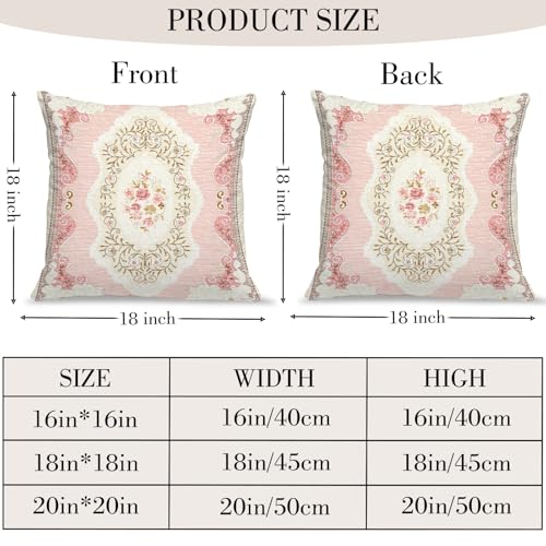 BUAEL Boho Floral Throw Pillow Covers 18x18 inch Set of 2,Pink Boho Rug Geometric Floral Pattern Decor Double Sided Pattern Cushion Cover Soft Pillow Case Living Sofa Room Bed Square Pillow Cover - Image 2