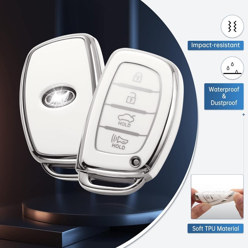 7Cylinder Hyundai Key Fob Cover with Keychain - Soft TPU Protection for Elantra, Ioniq, Sonata, Tucson, Elantra GT - Image 3