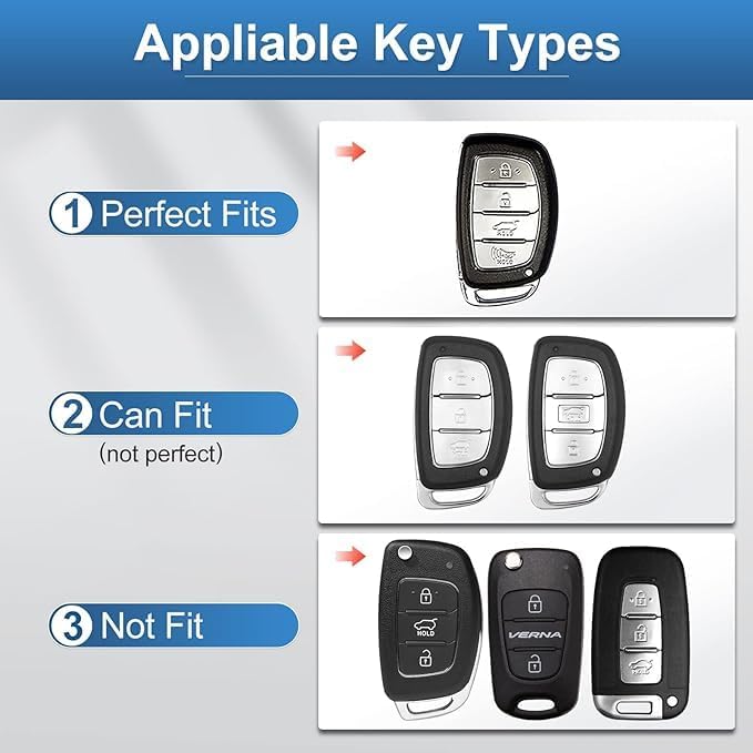 7Cylinder Hyundai Key Fob Cover with Keychain - Soft TPU Protection for Elantra, Ioniq, Sonata, Tucson, Elantra GT - Image 2