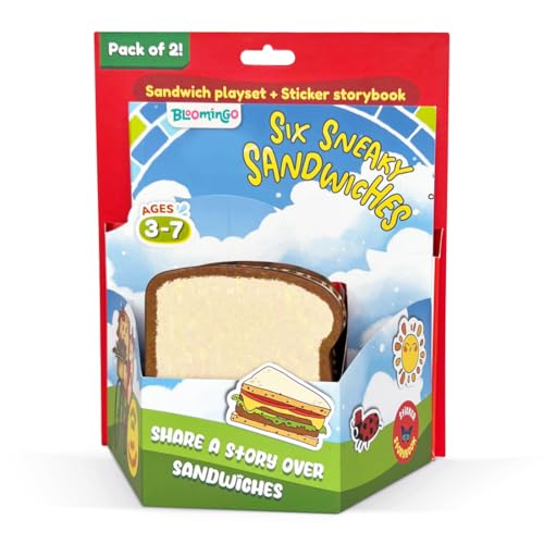 Bloomingo Pretend Play KitSix Sneaky Sandwiches: Fun Sandwich Making Set for Kids; Make Your Own Sandwiches & Complete the Story with 100+ Fun Stickers ; Birthday Gift for Boys & Girls Ages 3,4,5,6,7 - Image 1