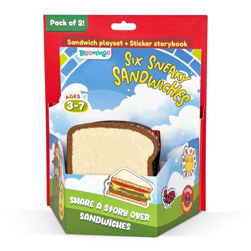 Bloomingo Pretend Play KitSix Sneaky Sandwiches: Fun Sandwich Making Set for Kids; Make Your Own Sandwiches & Complete the Story with 100+ Fun Stickers ; Birthday Gift for Boys & Girls Ages 3,4,5,6,7 - Image 5