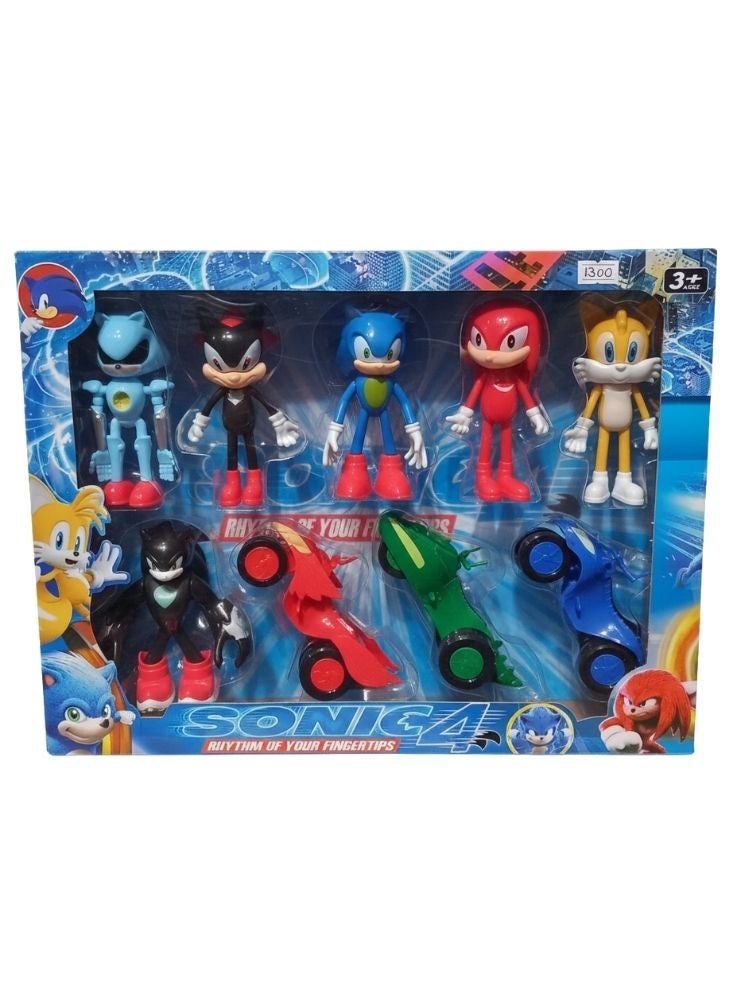 Premium Sonic 4 Action Figure Playset with Multiple Characters and Racing Cars – Colorful Cartoon Toy Set for Kids Aged 3+ - Image 1