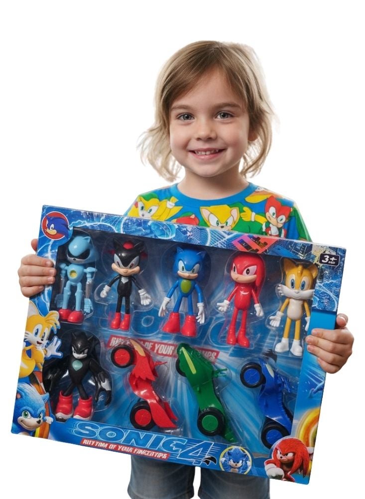 Premium Sonic 4 Action Figure Playset with Multiple Characters and Racing Cars – Colorful Cartoon Toy Set for Kids Aged 3+ - Image 2