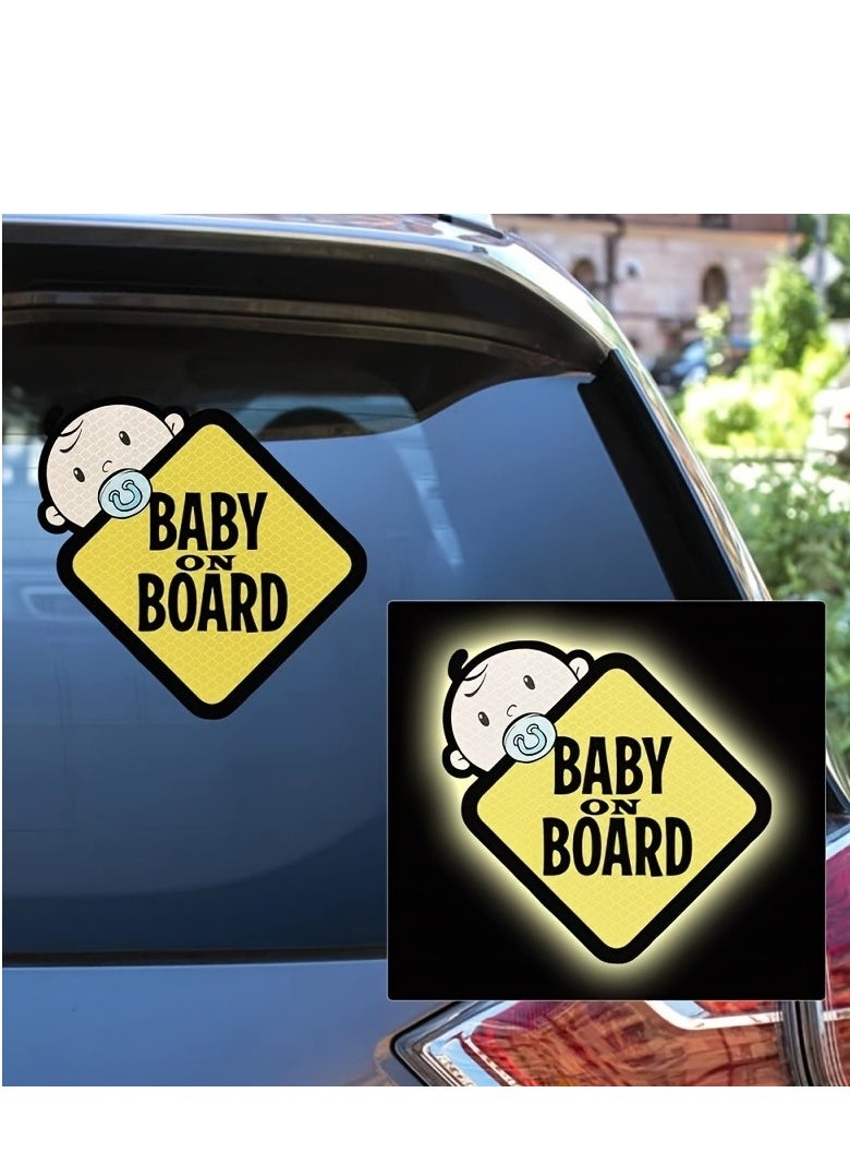 Generic Baby On Board Sticker for Cars- 2Pack Baby in Car High Intensity Reflective Waterproof Vinyl Safety Car Signs for Rear, Side Windows, Bumpers  - Image 4