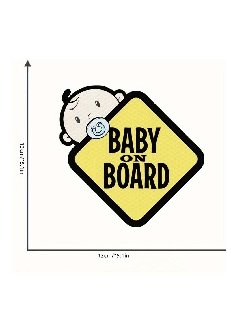 Generic Baby On Board Sticker for Cars- 2Pack Baby in Car High Intensity Reflective Waterproof Vinyl Safety Car Signs for Rear, Side Windows, Bumpers  - Image 2